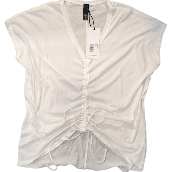 NWT Bobi Los Angeles Lightweight Jersey V-Neck Ruched Tee - Picture 8 of 9